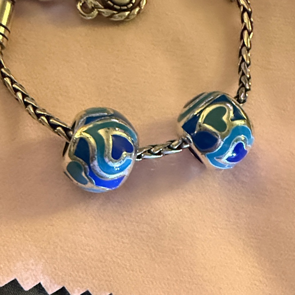 Brighton Silver and Blue Enamel Heart Spacer Bead